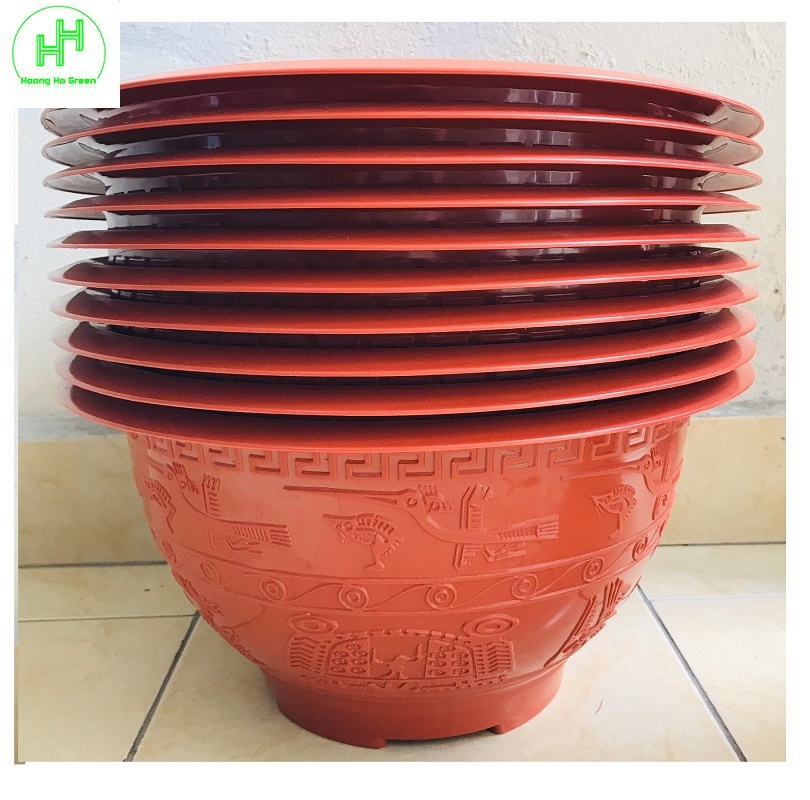 10 chậu trồng cây hoa ,cây cảnh đức minh trống đồng 38