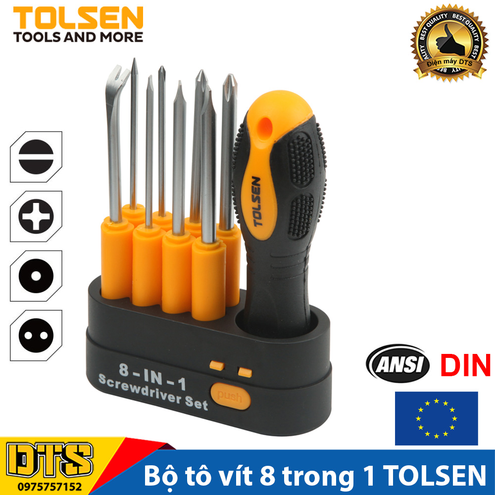 Bộ tô vít đa năng 9 chi tiết eacker u.s.a 208108 tolsen bộ tua vít đa năng - tiêu chuẩn xuất khẩu châu âu