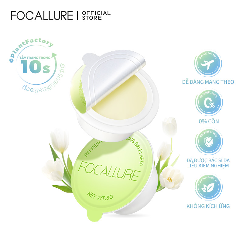 Focallure#PlantFactory Kem Tẩy Trang Làm Sạch Tức Thì Làm Sạch Sâu 8g Chiết Xuất Thực Vật 10X Dưỡng Ẩm Nhẹ Nhàng Không Kích Ứng Không Dư Lượng Mịn Màng Trong Lành Không Lấy Đi Độ Ẩm Của Da Dễ Dàng Mang theo
