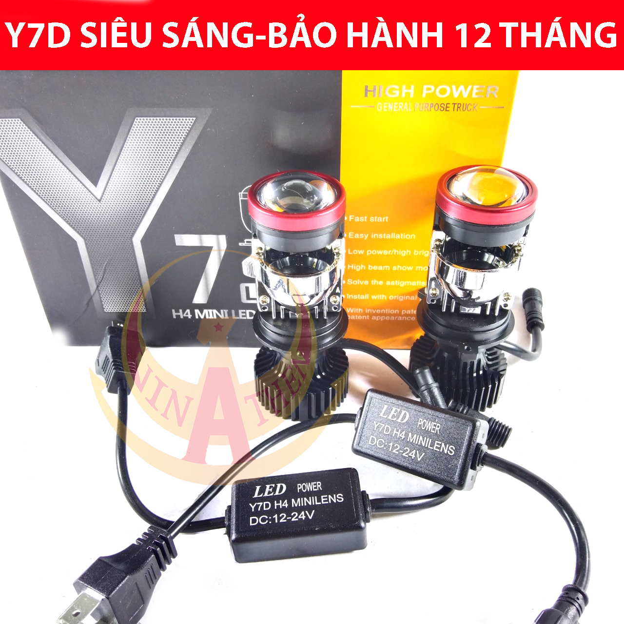 Cặp đèn pha led ô tô y7d legolas, đèn pha mắt cá nhỏ tích hợp xa và gần, h4