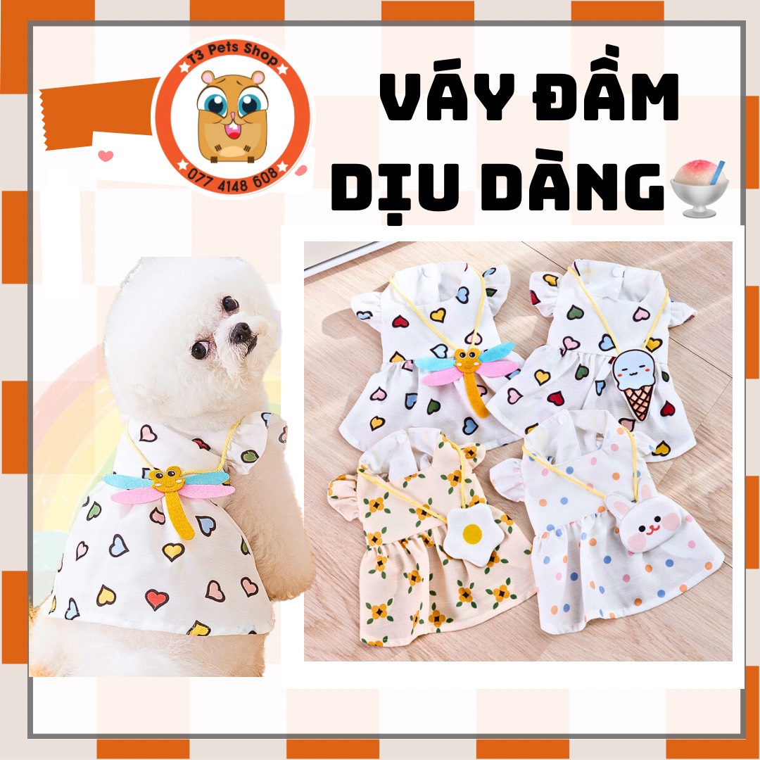Váy đầm dịu dàng xòe nhẹ dành cho chó mèo