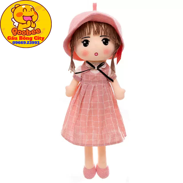 Gấu bông búp bê váy kẻ cao cấp gấu bông city