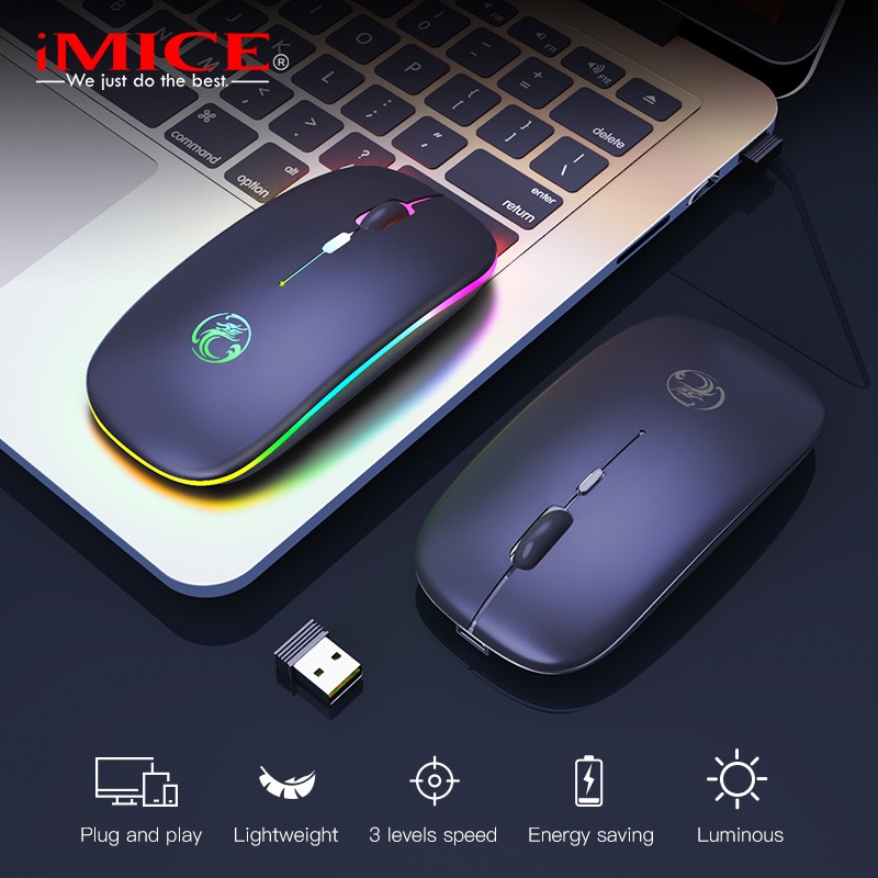 Chuột không dây pin sạc iMICE E-1300 Led RGB - Bảo hành 12 tháng