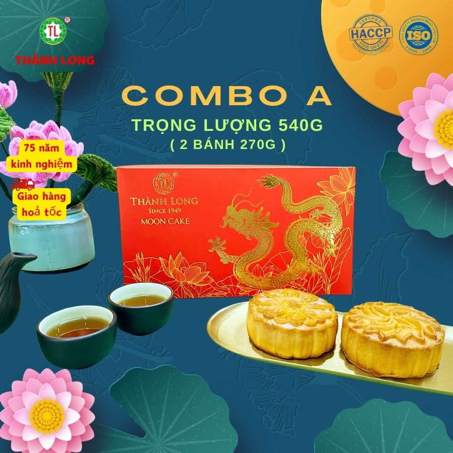 Hộp bánh trung thu 2 bánh 2 trứng 270g - thành long - combo 2 bánh - việt nam