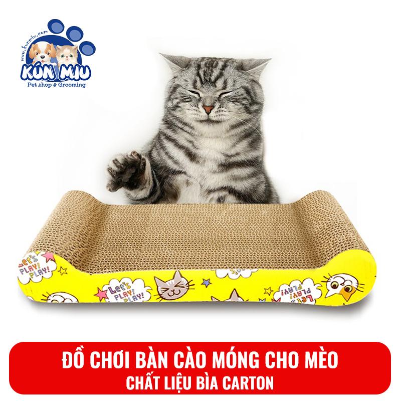 [Hoàn Tiền 10%] Bàn cào móng cho mèo bằng bìa 2 đầu cong cỡ to Kún Miu tặng kèm catnip giúp mèo thư giãn