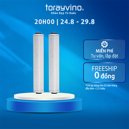Combo 2 Lõi lọc thay thế vòi sen tắm RSC51 Torayvino loại bỏ Clo, công suất lọc 12000 lít nước