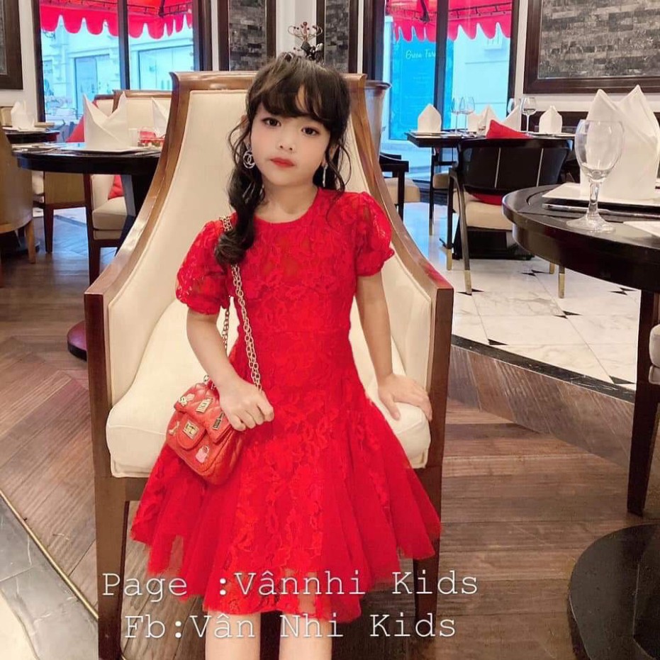 Váy đầm ren công chúa 2 màu bé gái