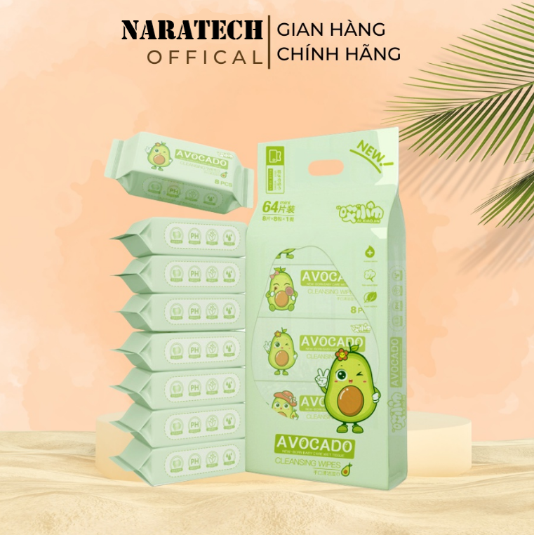 Khăn Giấy Ướt Mini Bỏ Túi Dễ Thương Túi 8 Gói Tiện Lợi OKACHI