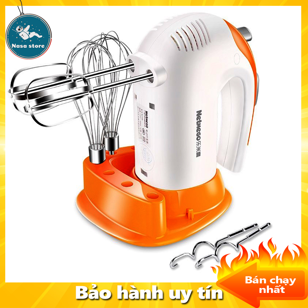 Máy đánh bột cầm tay, Máy đánh trứng cầm tay giá rẻ, Máy đánh trứng Netmego N38D công suất 300W, Thiết kế nhỏ gọn, Vận hành êm ái, Chất liệu bảo đảm cho sức khỏe, đa chức năng, BẢO HÀNH UY TÍN BỞI NASA STORE