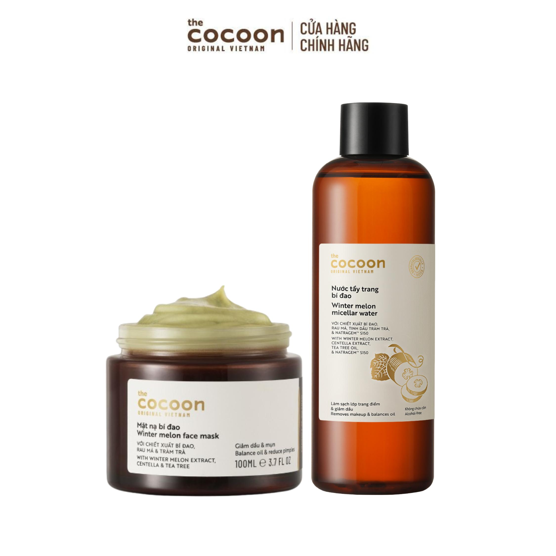 COMBO 1 Mặt nạ bí đao Cocoon100ml + 1 Bigsize Tẩy Trang Bí Đao 500ml