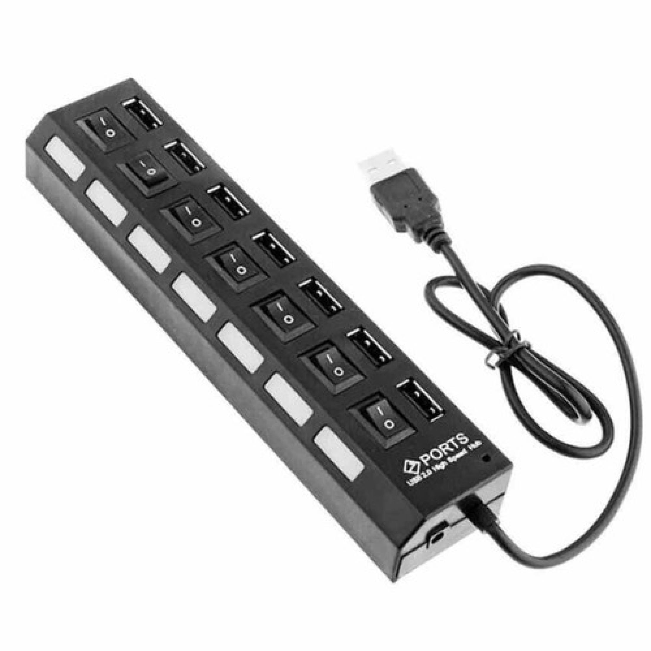 Bộ chia cổng usb - hub 7 lỗ có công tắc