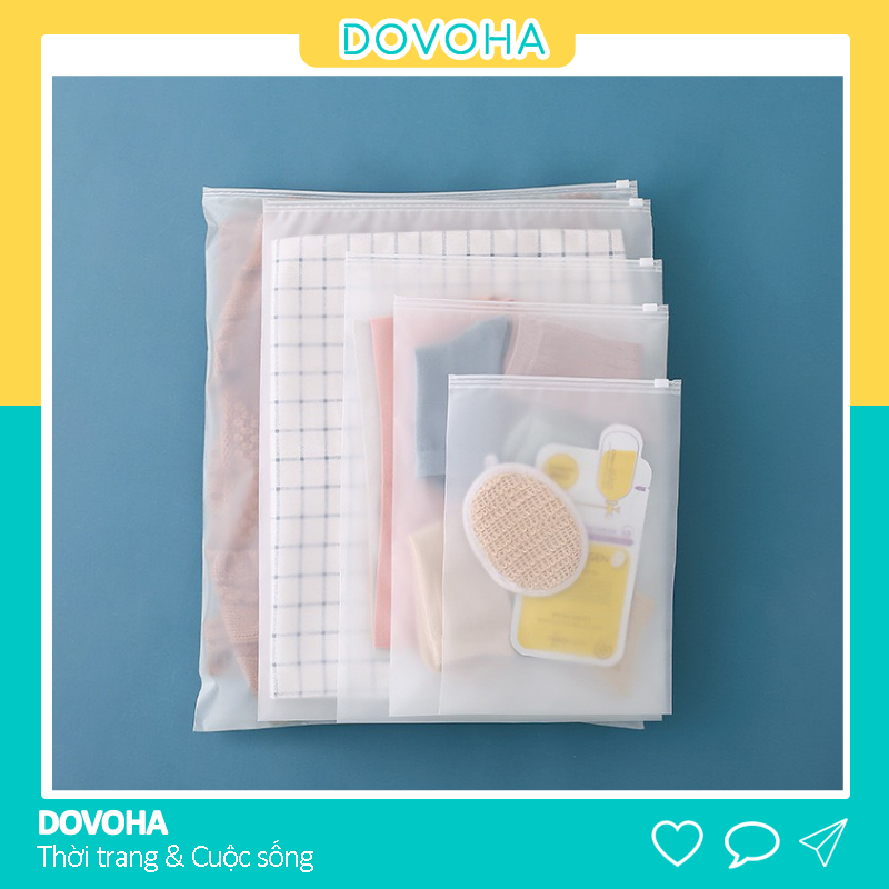 Túi zip khóa lụa mờ để quần áo để đồ cá nhân rất tiện lợi chất dẻo dai nhiều size TCN04 DOVOHA