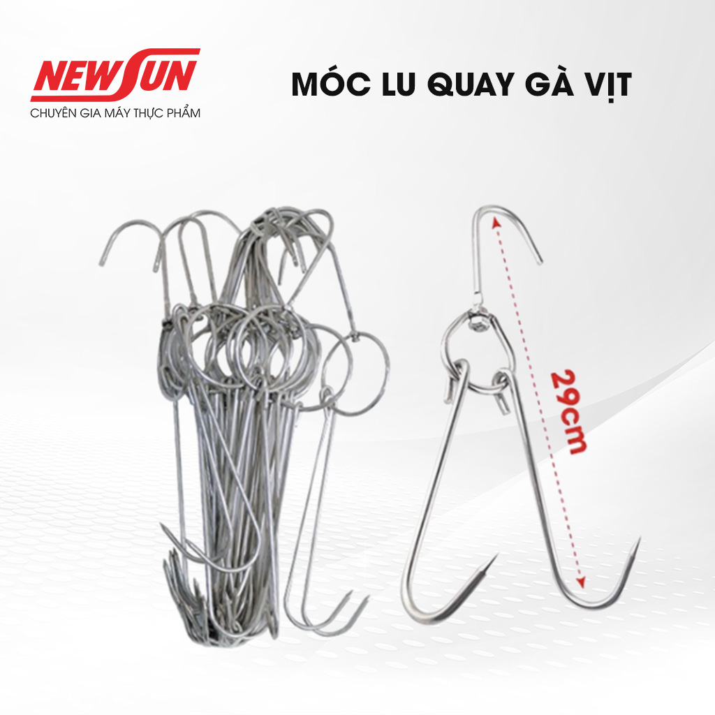 Combo 15 Móc Lu Quay Gà Vịt Heo NEWSUN- Inox Cao Cấp