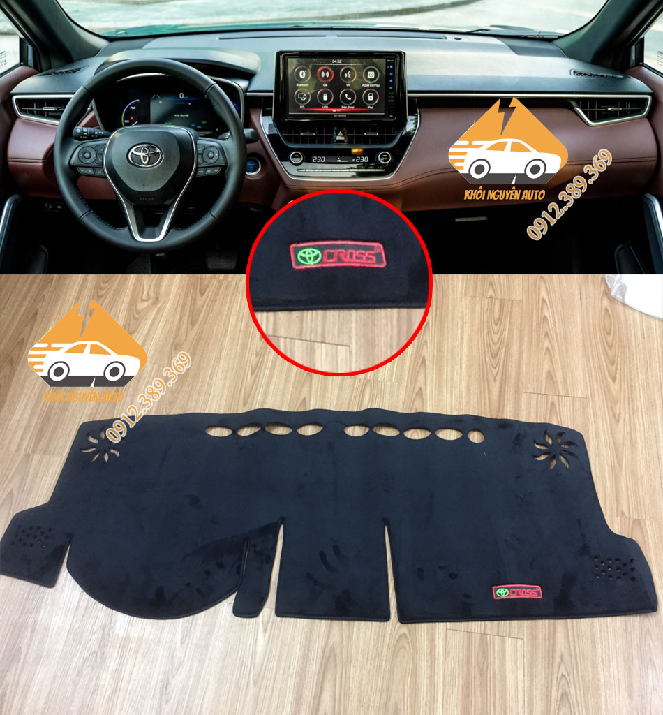 Thảm Taplo ô Tô Toyota Cross 3 Lớp Loại 1 Chống Nóng SX Việt Nam Chất Liệu Nhung Mịn Chống Trượt