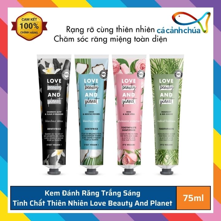 Kem đánh răng trắng sáng tinh chất thiên nhiên Love Beauty And Planet 75ml - Nhập khẩu Châu Âu