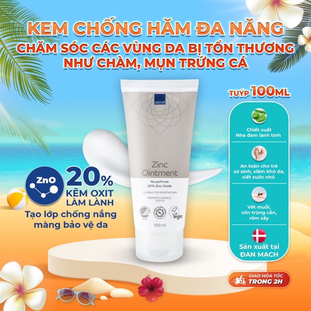 Kem chống hăm, đa chức năng Abena Zinc Ointment - Nhập Khẩu Đan Mạch (Tuýp 15ml)