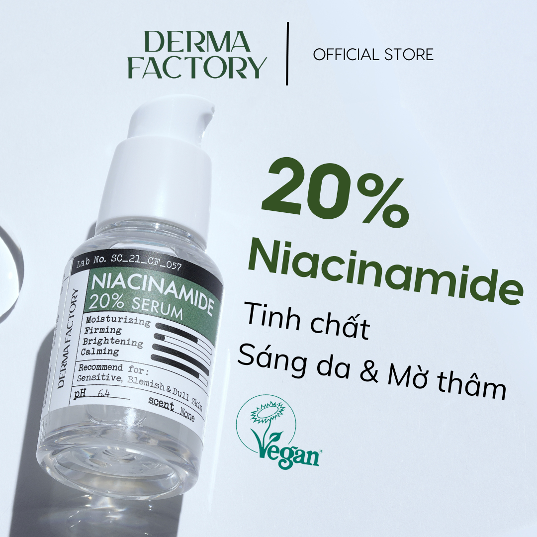 Tinh chất dưỡng sáng mờ thâm Derma Factory Niacinamide 20% Serum 30ml