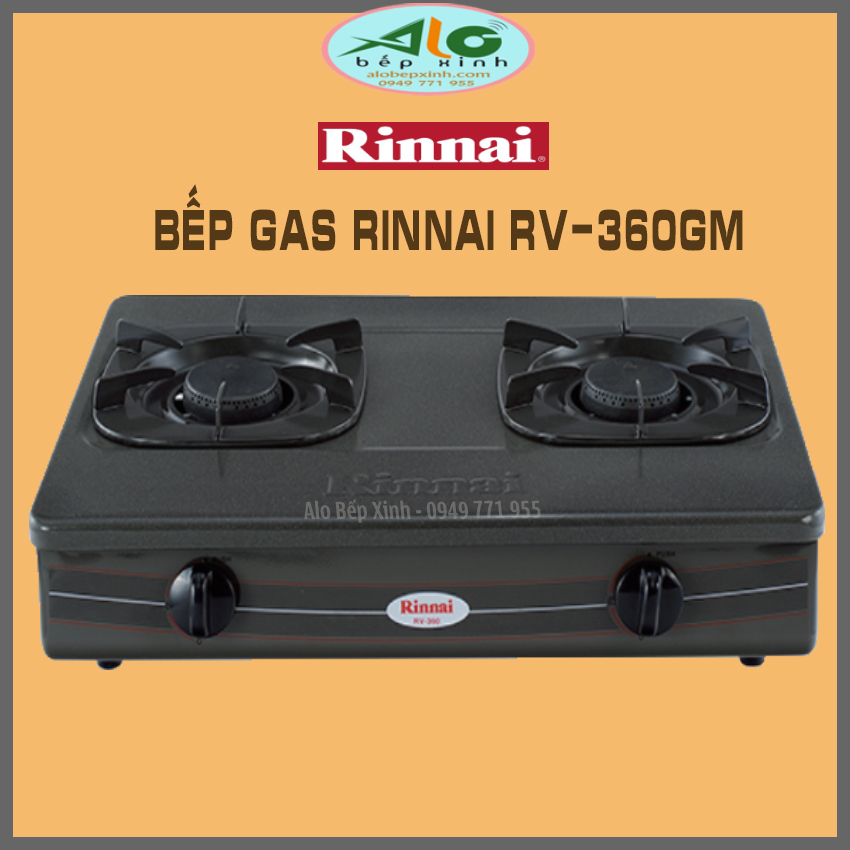 Bếp gas Rinnai RV-360GM -bếp ga Rinnai 6 tấc RV-360G chén gang, tiết kiệm gas - Bảo hành 2 năm - Alo Bếp Xinh