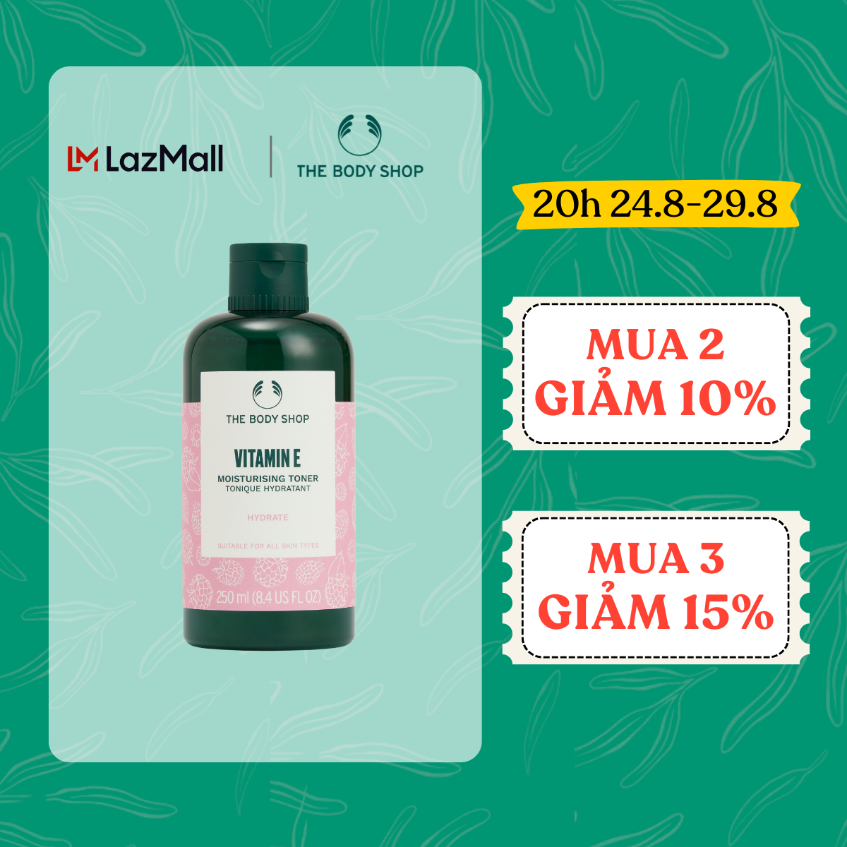 Nước Cân Bằng Da Vitamin E Hydrating Toner 250ml THE BODY SHOP