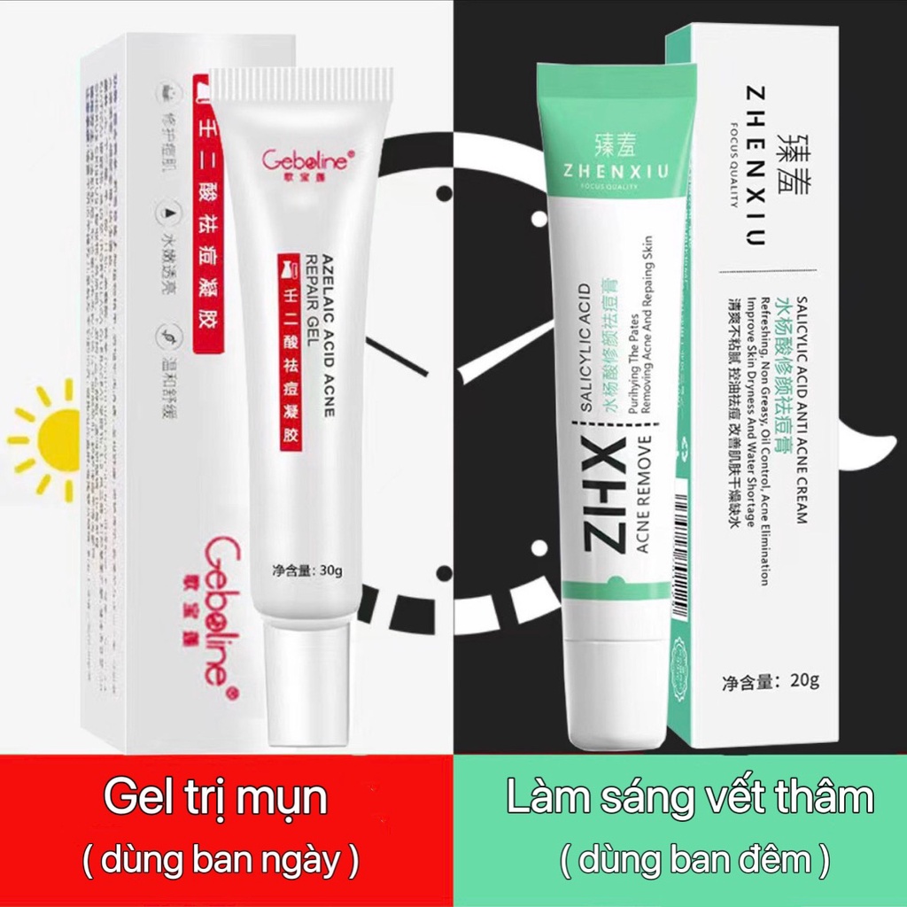Kem bôi mụn GEBOLINE ban ngày ZHENXIU ban đêm Azelaic Acid Acne Removing Salicylic Acid Anti Acne Cream GEBO01 ZHEN01