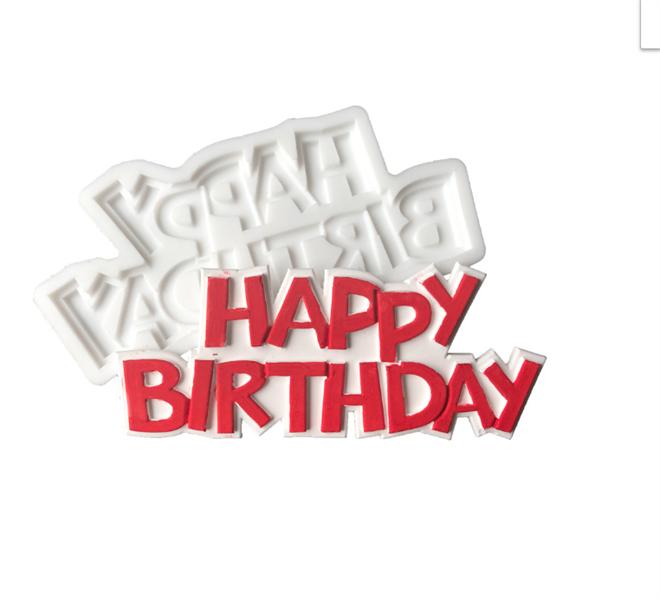 Khuôn Silicon Hoa Nổi 4D Chữ Happy Birthday Đứng Hoa