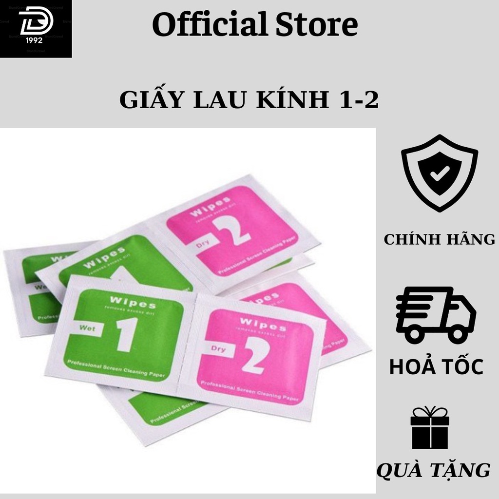 Giấy lau cường lực lau kính 1 lau ướt 2 lau khô , lau sạch bụi bẩn trên điện thoại miếng dán màn hình