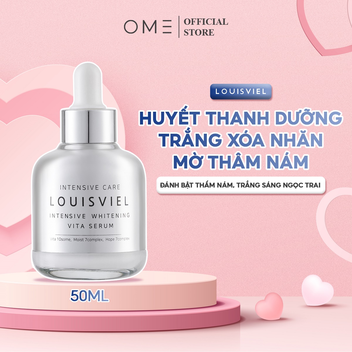 Huyết Thanh Dưỡng Trắng Xóa Tàn Nhang Mờ Thâm Nám Intensive Whitening Vita Serum LouisViel 50ml