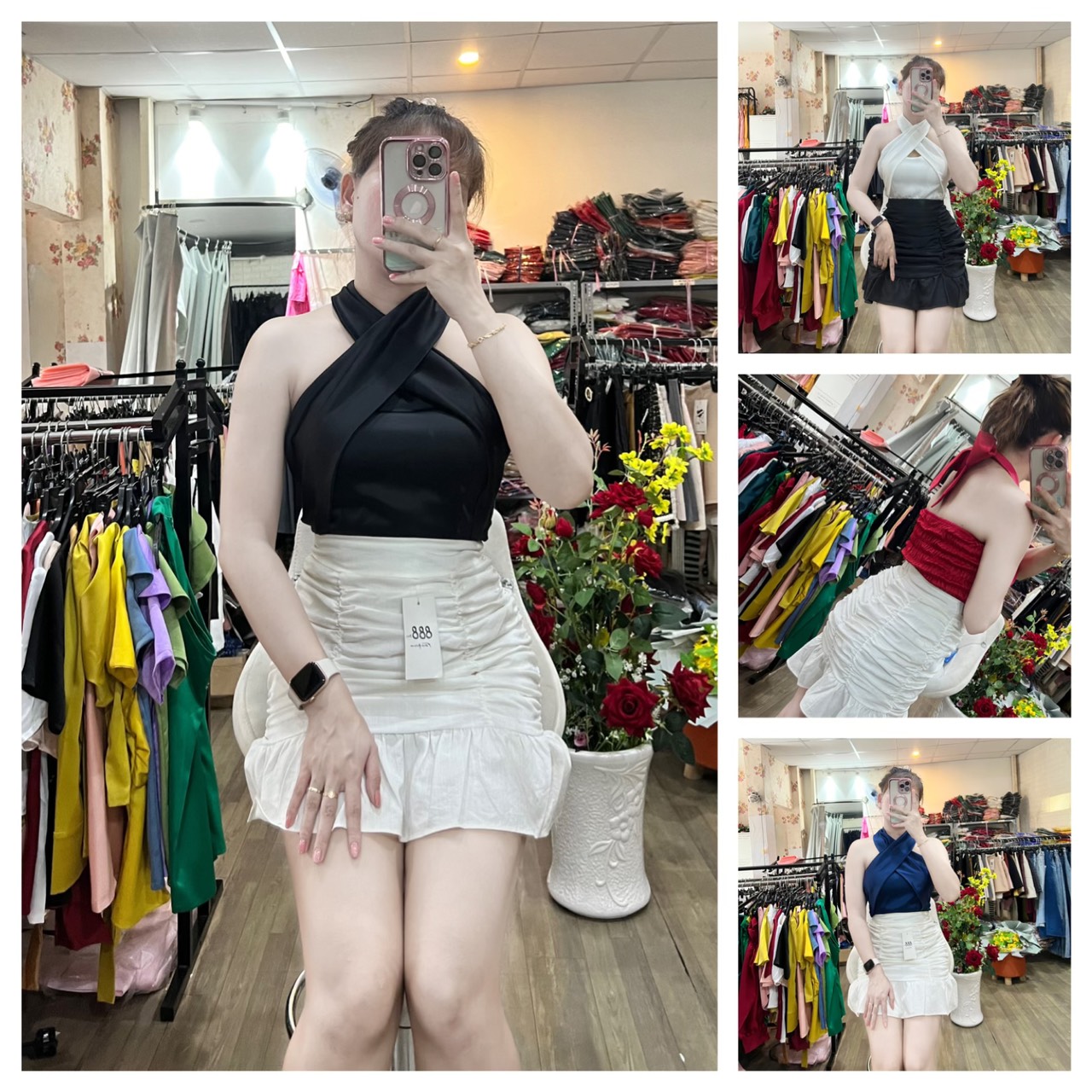 [HCM]HÌNH THẬT ÁO LỤA CỔ CHÉO CÚP NGỰC NHIỀU SIZE