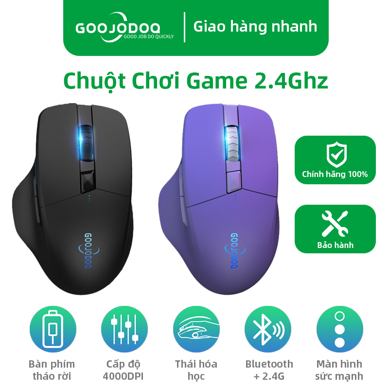 chuột chơi game GOOJODOQ Chuột Không Dây 2.4Ghz Có Kết Nối Bluetooth Với Pin Cuộn