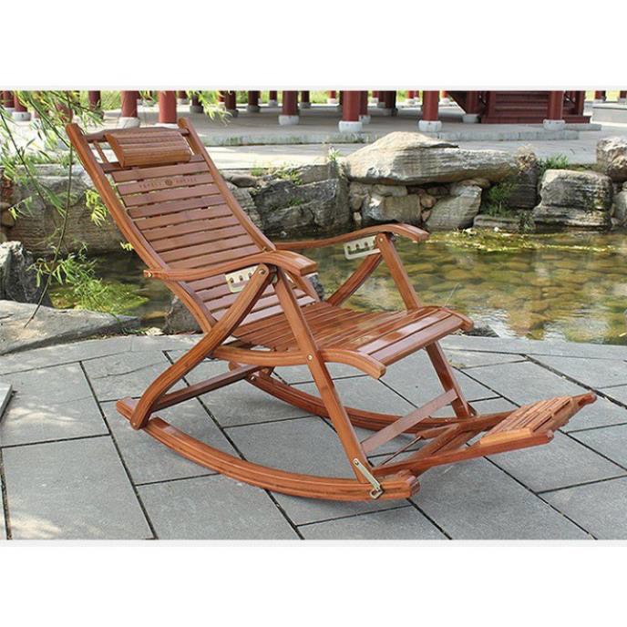 Ghế bấp bênh thư giãn - Ghế xích đu gỗ tựa lưng thư giãn - Ghế xếp nằm bằng gỗ - Ghế lười thư giãn gỗ tre - Tiện lợi di chuyển