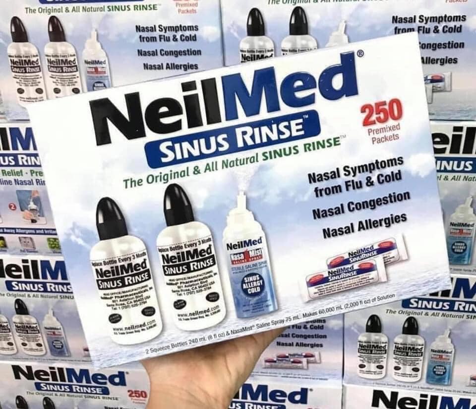 HCMBộ sản phẩm nước muối rửa mũi nước muối sinh lý Neilmed Sinus Rinse 250