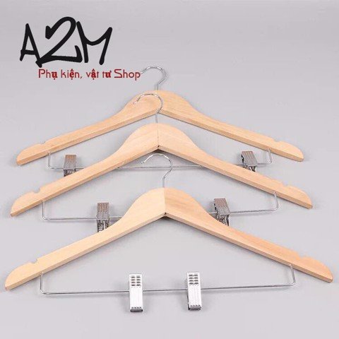 Set 10 móc kẹp tam giác, móc gỗ sơn PU bóng bền đẹp
