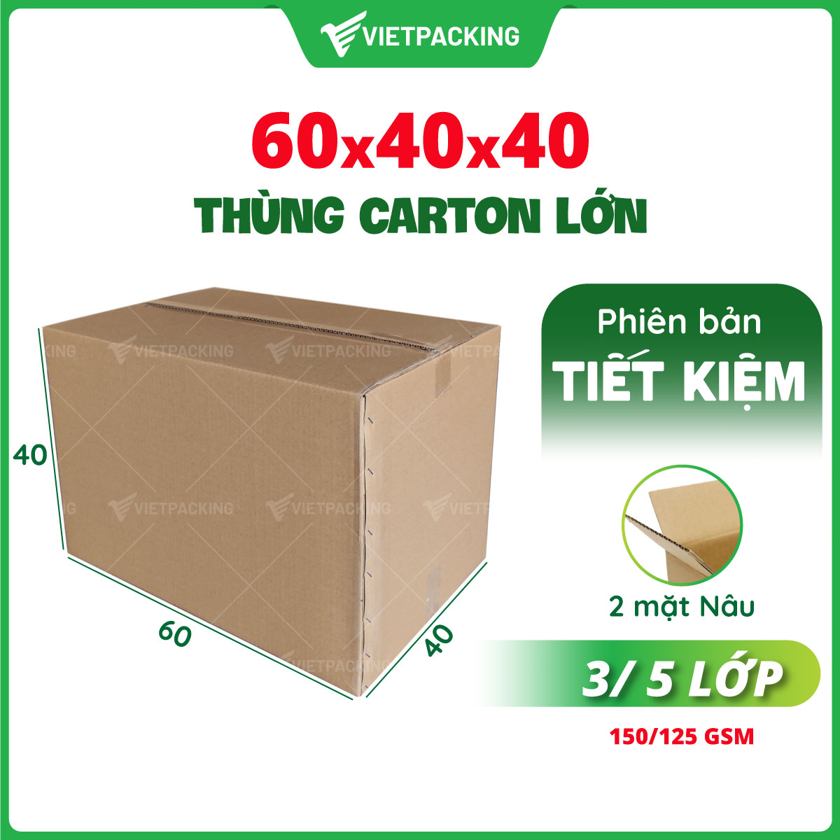 Thùng carton 60x40x40 (Tiết Kiệm) chuyển nhà, thùng giấy lớn, đựng đồ đạc trong nhà, văn phòng