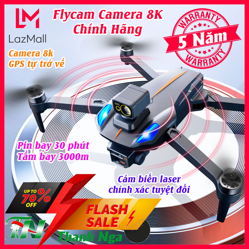 Máy Bay Flycam Camera 4K K911 Pro Max Bay 30 Phút Tầm Xa 3000m Không Chổi Than G.P.S Tự Động Trở Về Cảm Biến OAS Tránh Vật Cản