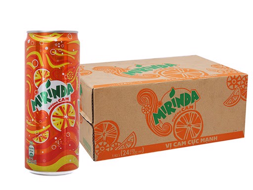 Thùng 24 lon nước ngọt mirinda hương cam 330ml