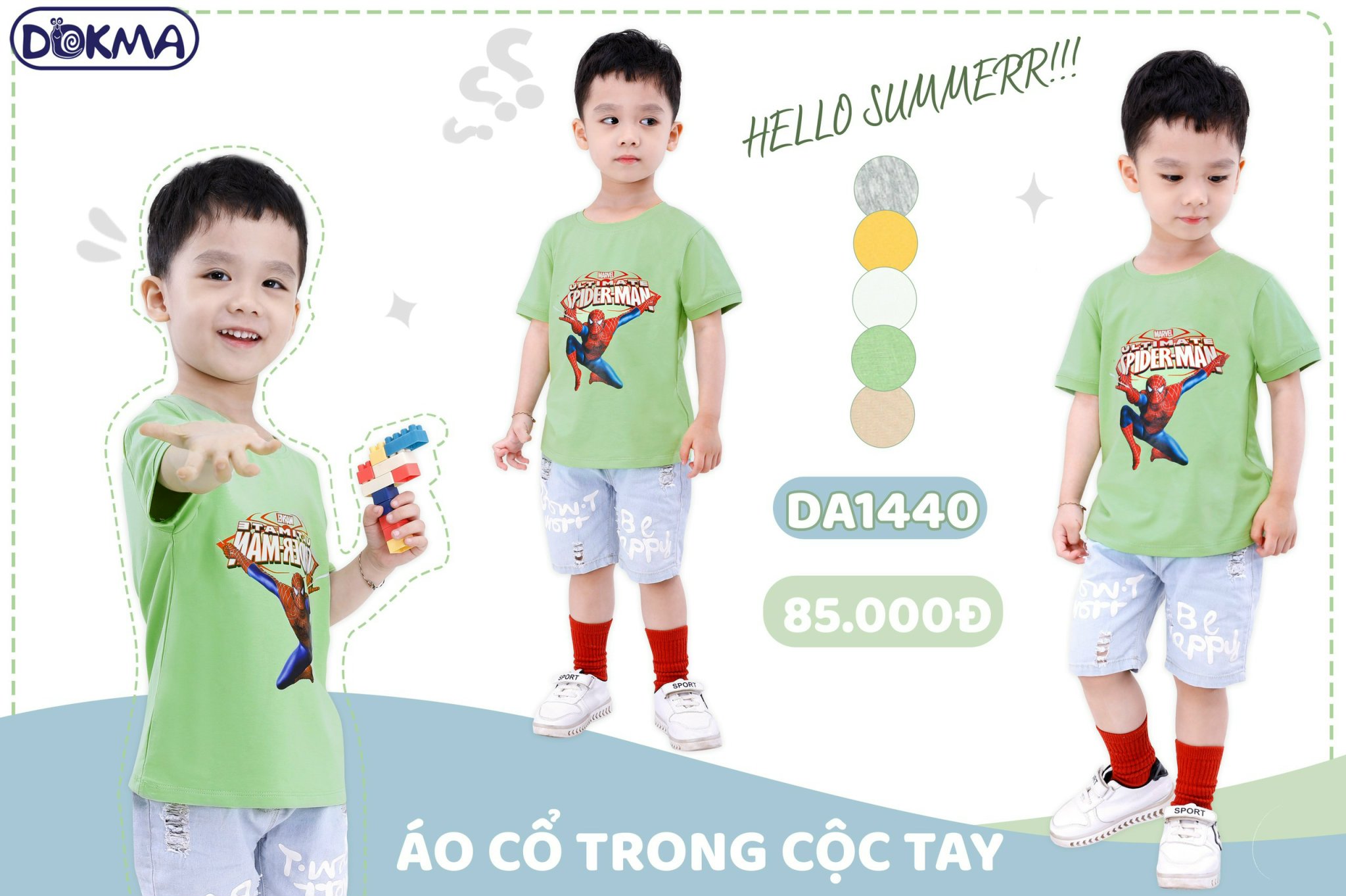 Áo cộc tay cổ tròn cotton - dokma