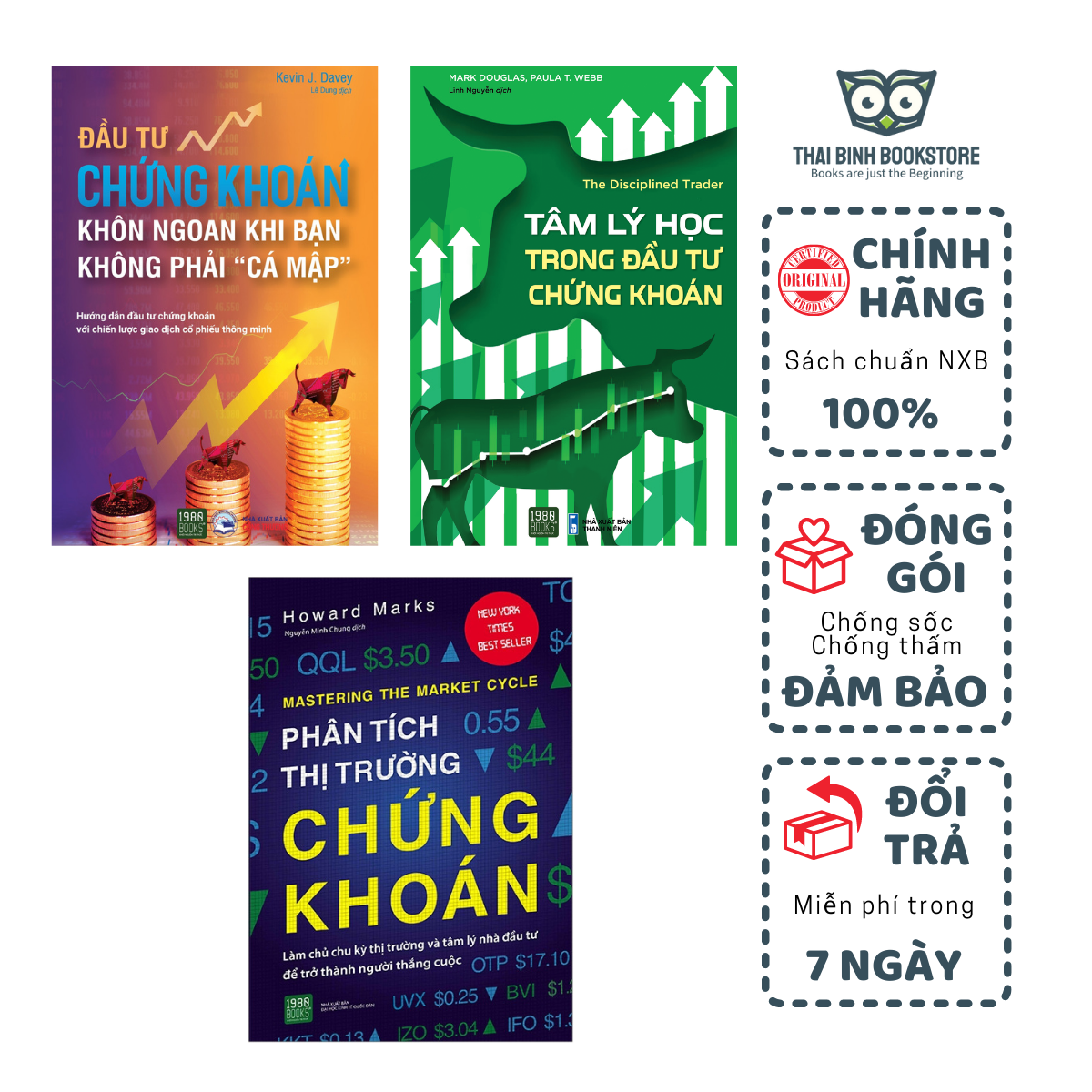 Sách - Combo 3 Cuốn Sách: Đầu Tư Chứng Khoán Khôn Ngoan Khi Bạn Không Phải “Cá Mập”; Phân Tích Thị Trường Chứng Khoán; Tâm Lý Học Trong Đầu Tư Chứng Khoán - Thái Bình Bookstore
