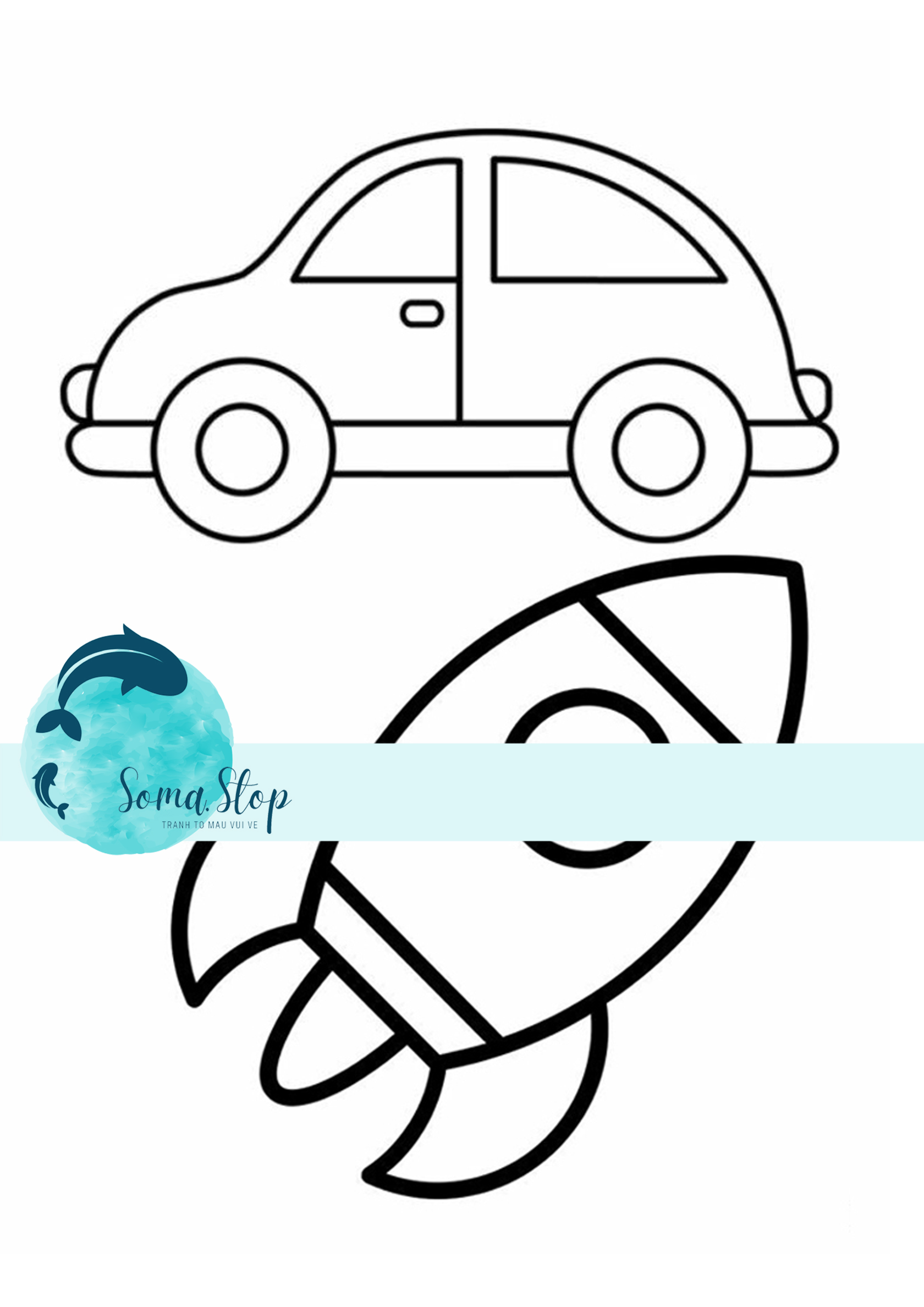 Bộ 50 tranh tô màu cho bé khổ a4- đơn giản ghép