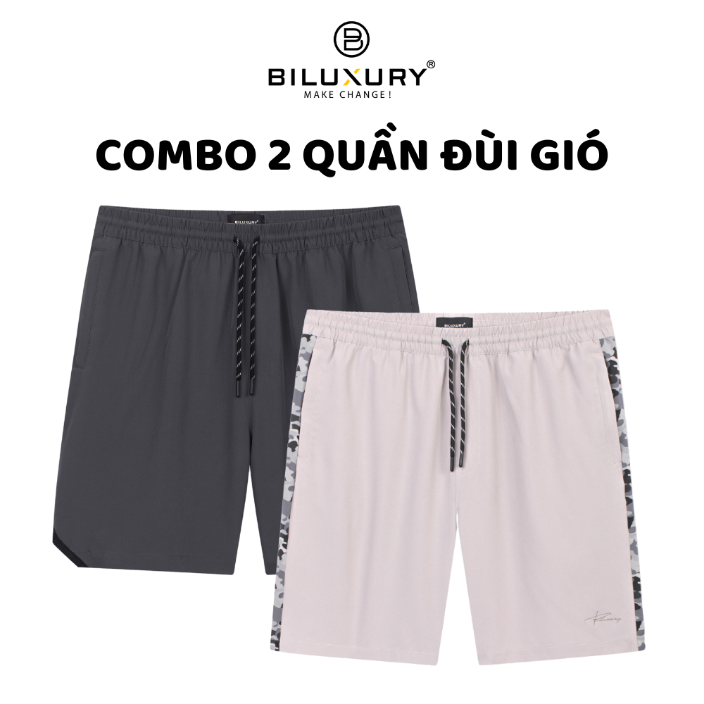 Combo 2 Quần Short Gió T2  6QDGT003 Biluxury Vải Thoáng Mát Không Nhăn Có Túi Tiện Lợi