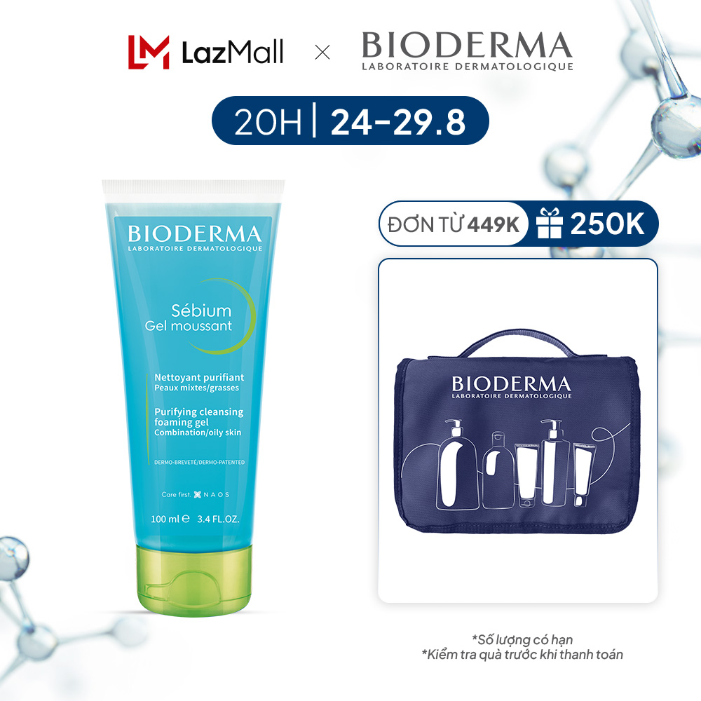Gel rửa mặt tạo bọt cho da hỗn hợp và da dầu Bioderma Sebium Gel Moussant - 100ml