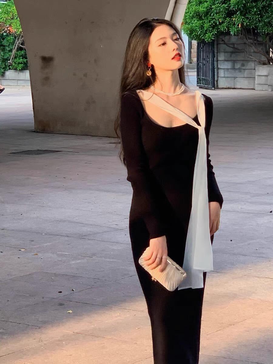 Váy len body