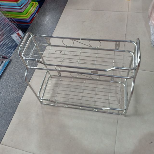 Kệ gia vị đứng 2 tầng - kệ gia vị cầu thang inox 201