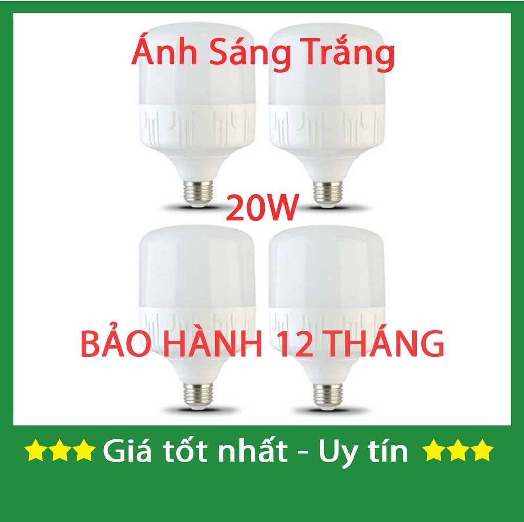 Bộ 4 bóng đèn led trụ 20w cao cấp - tiết kiệm điện
