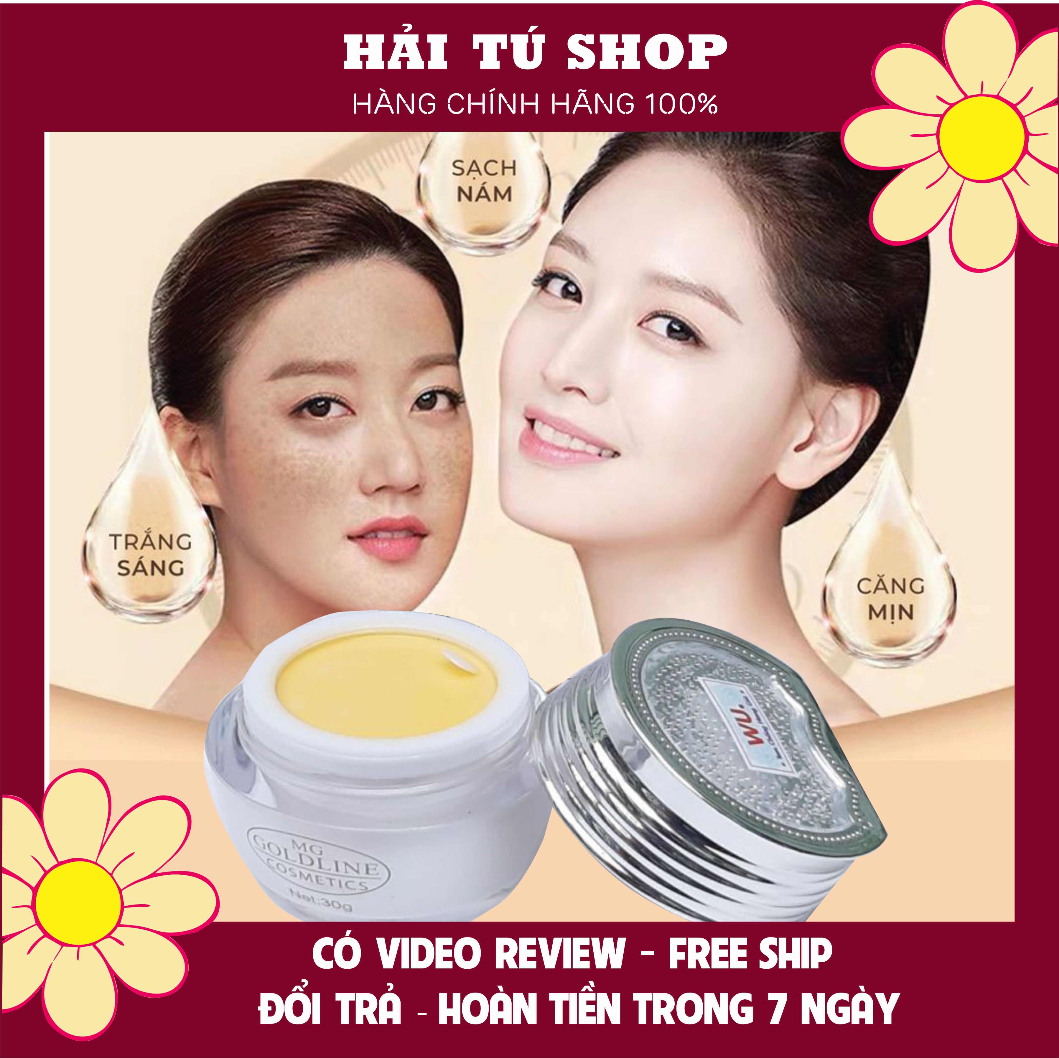 [Nám Ngọc Trai 7 Days] Kem Nám Ngọc Trai dưỡng trắng da, tàn nhang vết thâm Whitening pearl beauty cream MG Goldline cosmetics – Thái Lan 30g