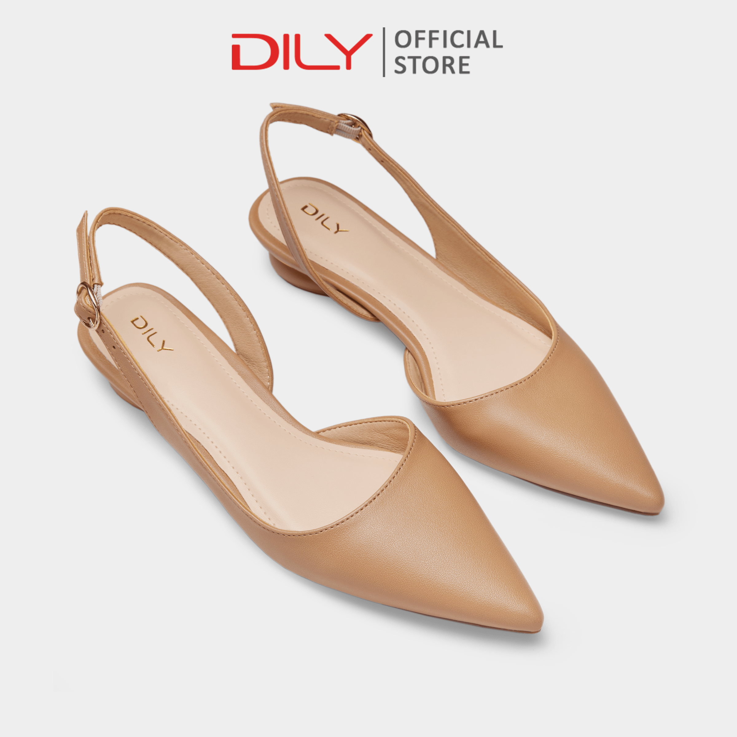 Giày búp bê slingback nữ DILY mũi nhọn quai hậu cài