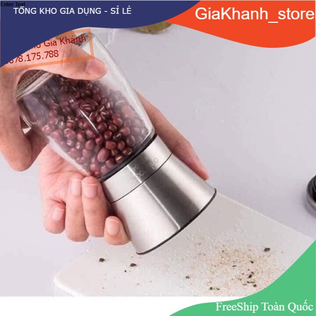 Cối xay hạt tiêu cầm tay mini đa năng cối INOX, Xay nhuyễn hạt tiêu đen, tiêu sọ, muối hồng, ớt khô ngay tại nhà