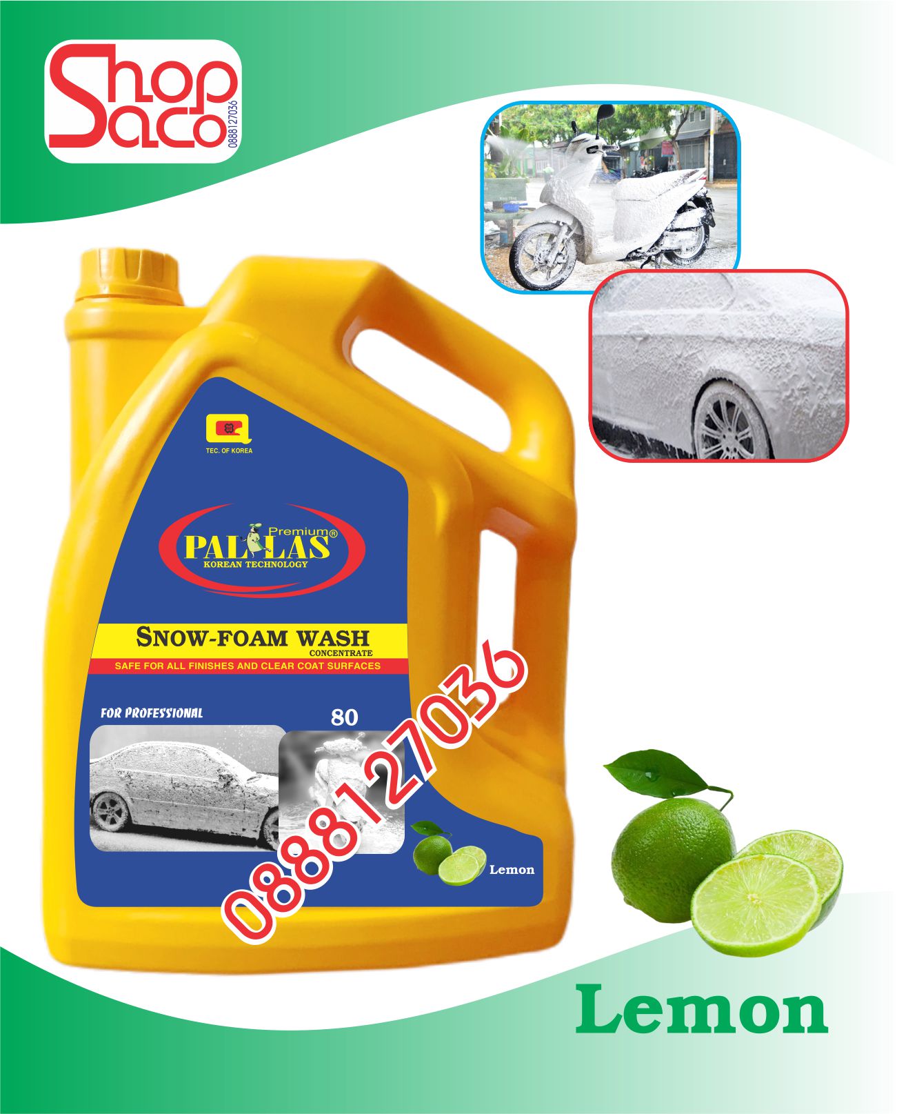 Nước rửa xe bọt tuyết siêu bóng pallas 6l - 80 hương chanh