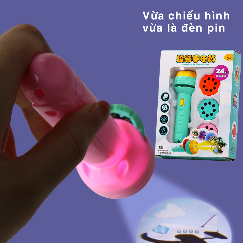 Đèn chiếu hình cho bé, đèn pin chiếu hình 3D cho bé lucky toys, đồ chơi trung thu cho bé ngộ nghĩnh