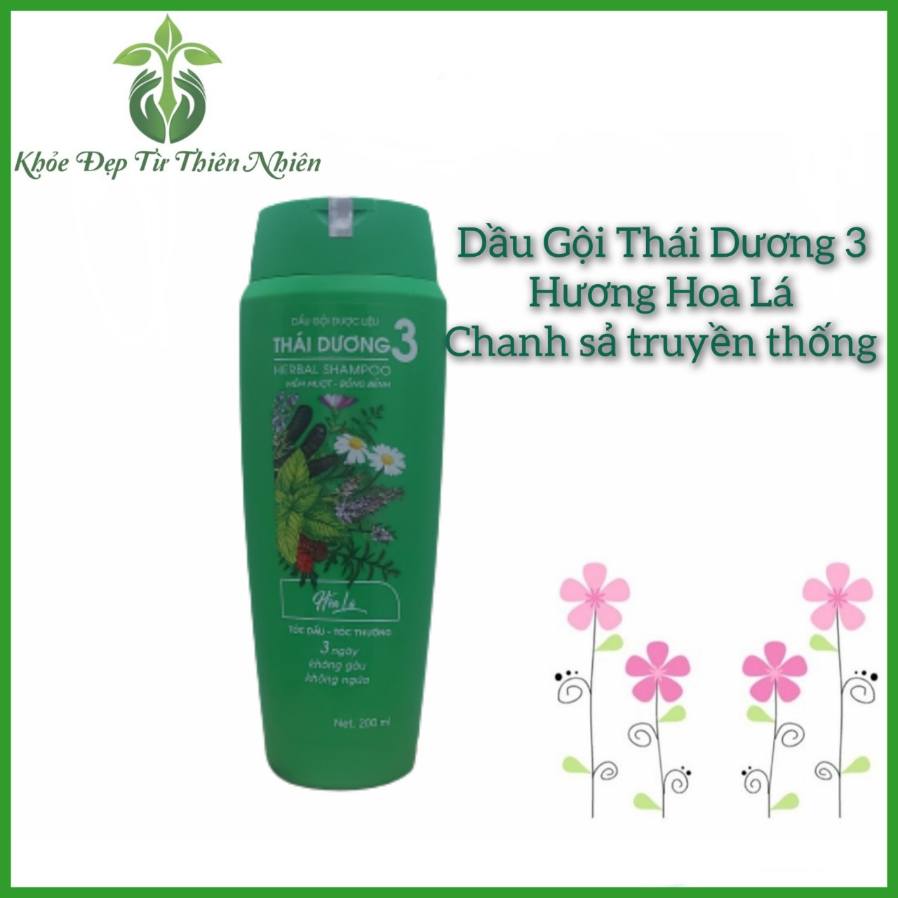 [HCM]Dầu gội dược liệu thái dương 3 hương mùi lá (chai màu xanh)  ngăn ngừa rụng tóc gàu ngứa da đầu AT Boutique Cute