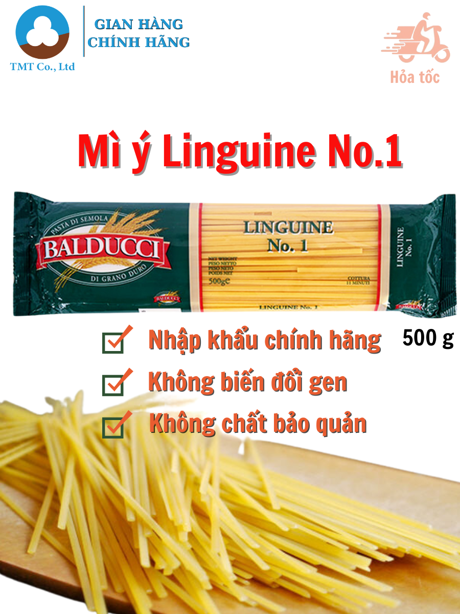 Mì ý linguine no.1 balducci 500g, mỳ ý dạng sợi dẹt